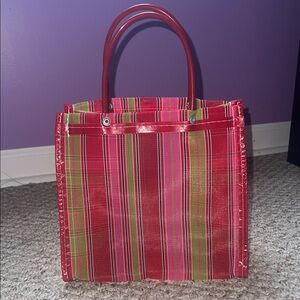 Striped Red and Green Mexican Mercado Tote Bag